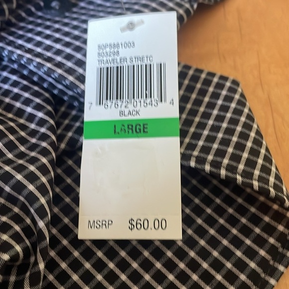 Van Heusen Travelers performance stretch Men's Black and White Checkered Shirt L - Picture 9 of 9